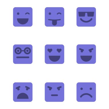 Kare içinde ifadeler Icons set vektör.
