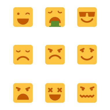 Kare içinde ifadeler Icons set vektör.