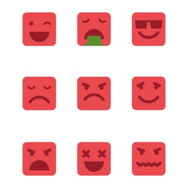 Kare içinde ifadeler Icons set vektör.