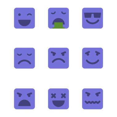 Kare içinde ifadeler Icons set vektör.