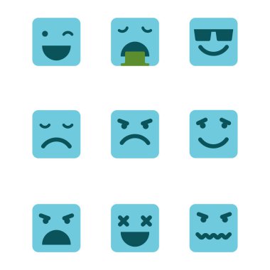 Kare içinde ifadeler Icons set vektör.