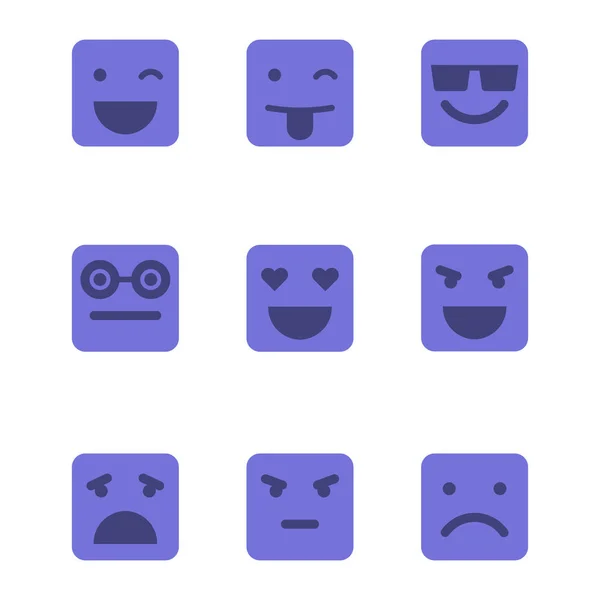 Conjunto de iconos vectoriales emoticonos cuadrados . — Vector de stock