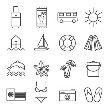 Yaz tatili Icons set seyahat