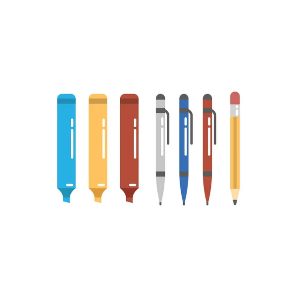 Felt-tip pens, pens and pencils icons set. — Stock Vector