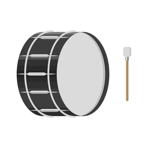 Illustration of a drum with a drumstick — Stock Vector