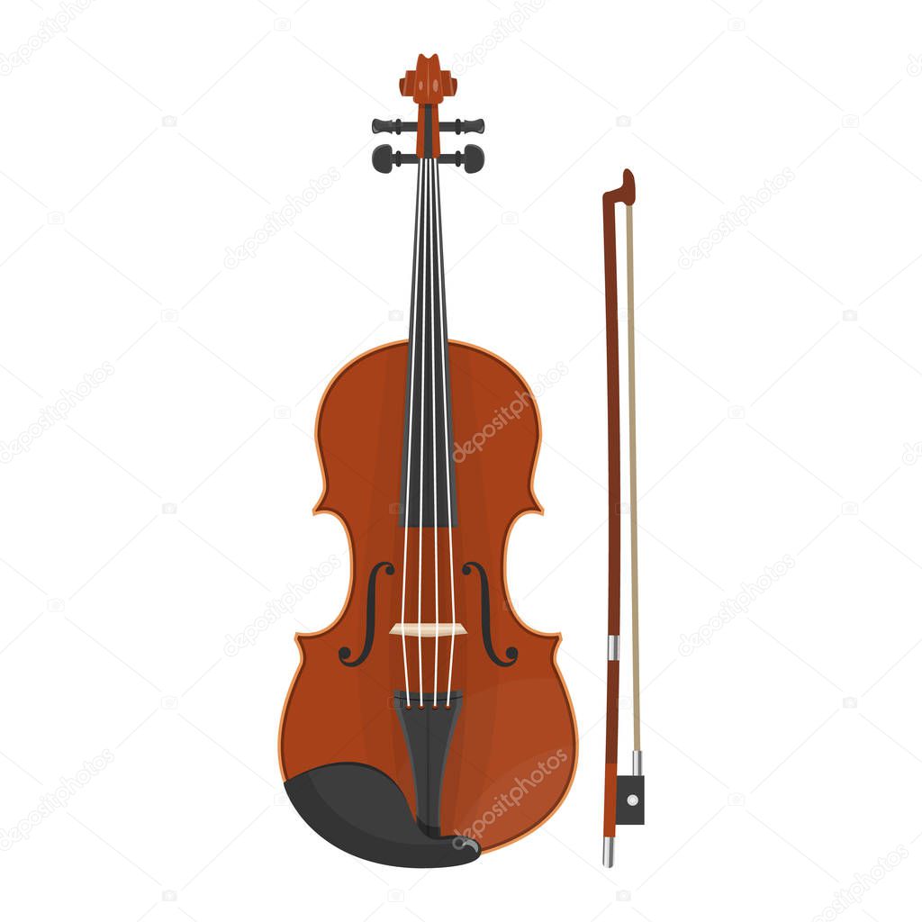 illustration of violin on white background.