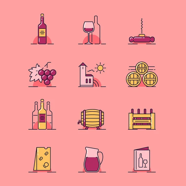 Illustrationen zum Thema Wein — Stockvektor