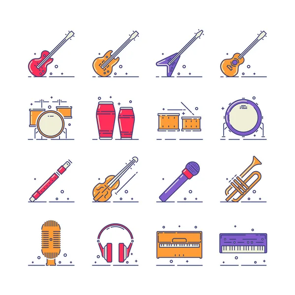 Instrumenty muzyczne ikony — Wektor stockowy