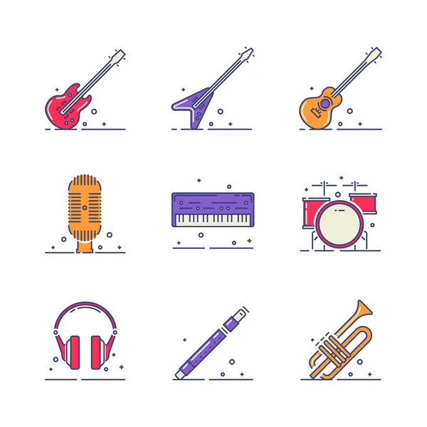 Ícones de instrumentos musicais —  Vetores de Stock
