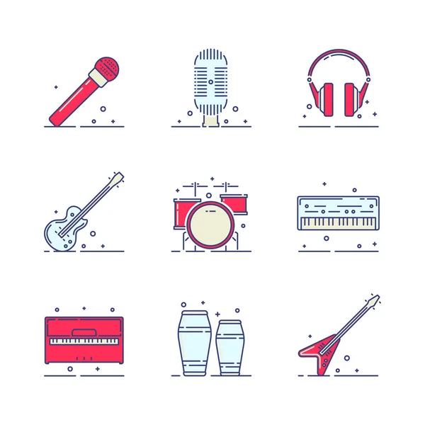 Instrumentos musicales iconos — Vector de stock