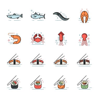 Deniz gıda simgeler