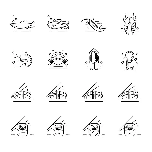 Иконы морепродуктов — стоковый вектор