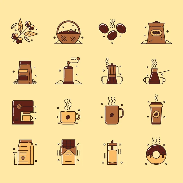 Ilustración de iconos de café — Archivo Imágenes Vectoriales