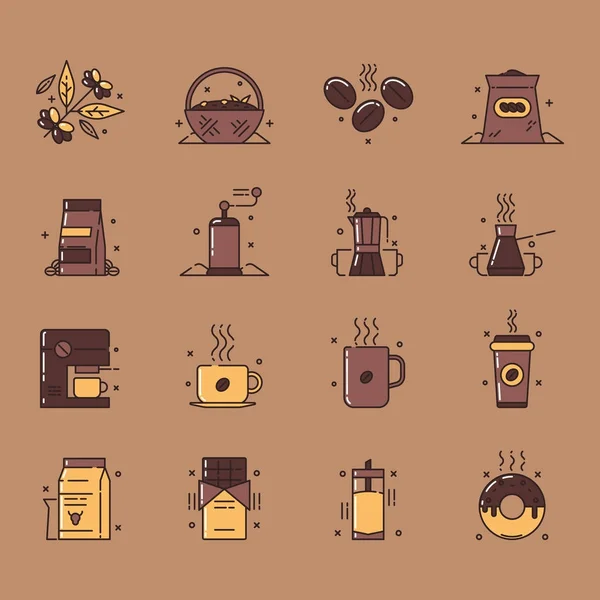 Kaffe ikoner illustration — Stock vektor