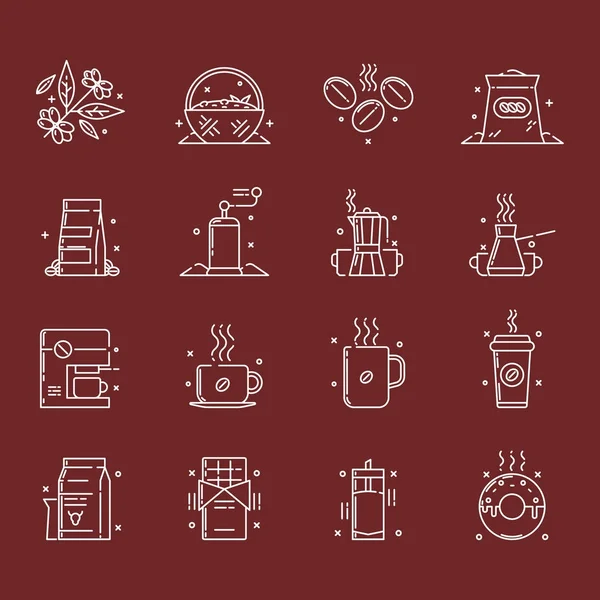 Illustrazione icone caffè — Vettoriale Stock