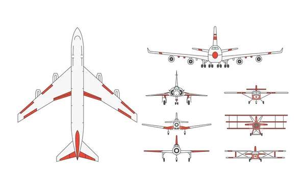 Iconos temáticos de aeronaves — Vector de stock