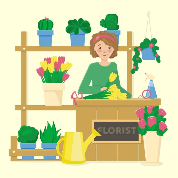 Blomma butik illustration — Stock vektor