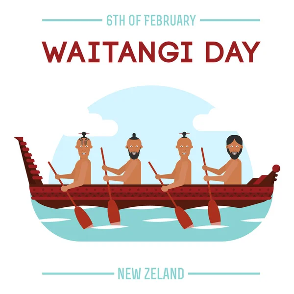 Dia de Waitangi da Nova Zelândia, 6 de fevereiro . —  Vetores de Stock