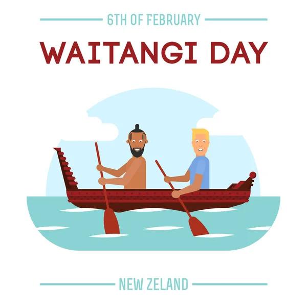 Új-Zéland Waitangi nap február 6-a. — Stock Vector
