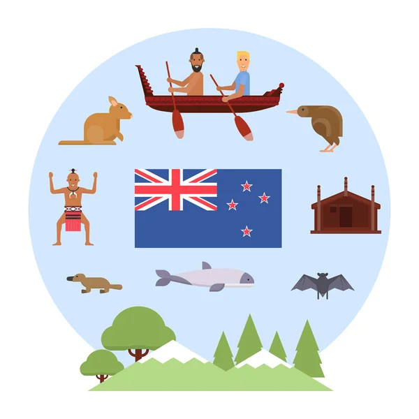 Nouvelle-Zélande Journée Waitangi le 6 Février . — Image vectorielle