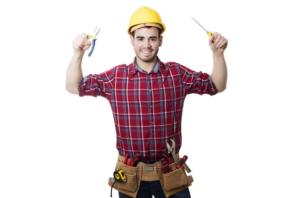 Bauunternehmer, Arbeiter und professioneller Bauunternehmer — Stockfoto