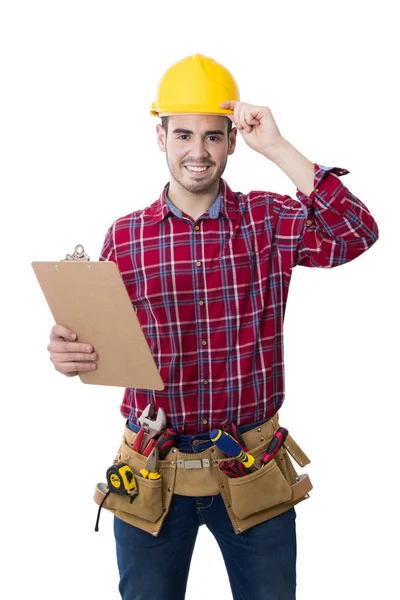 Construtor, trabalhador e construção profissional — Fotografia de Stock