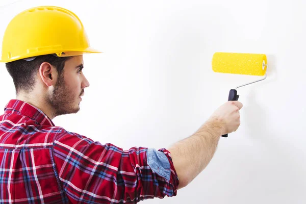 Homem pintando a parede — Fotografia de Stock