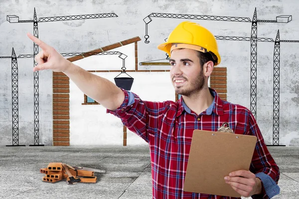 Bygningsarbeider – stockfoto