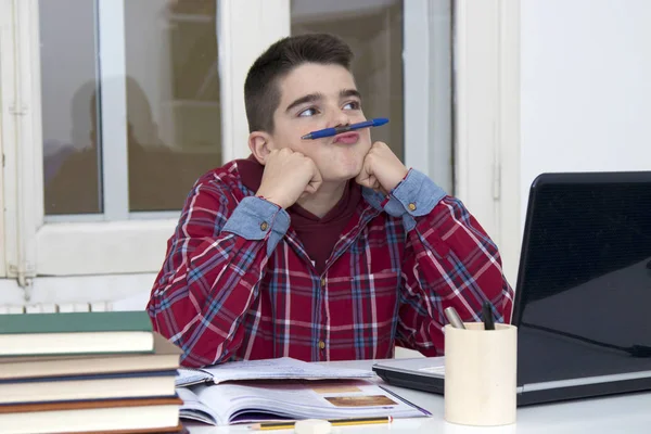 Child studying at the desktop — Stock Photo, Image