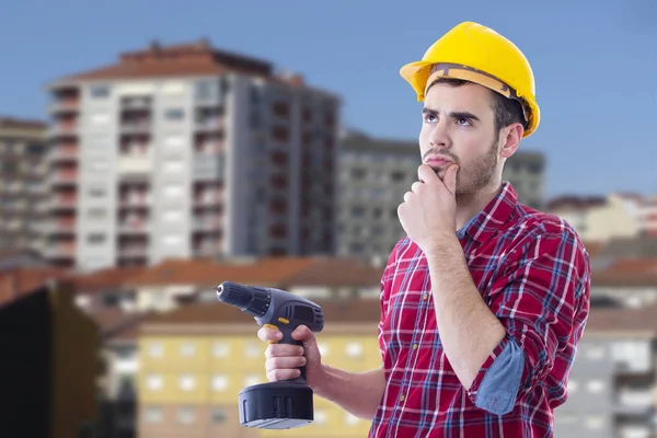 Professional of the building thoughtful — Stock Photo, Image