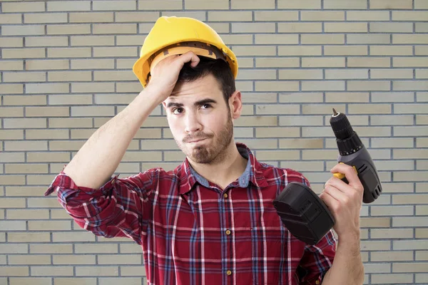 Problemas trabalhador da construção — Fotografia de Stock