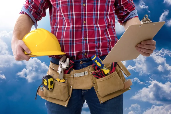 Primo piano del lavoratore della costruzione — Foto Stock