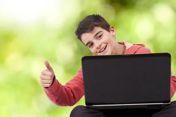 Child with laptop — Stock Photo, Image