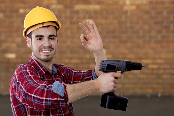 Bouwer gereedschap en bouw — Stockfoto