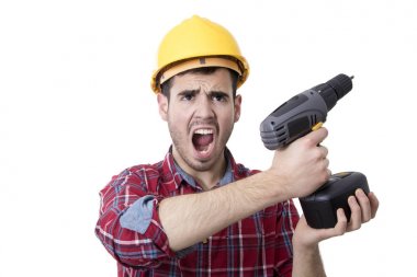 werknemer geïsoleerd op wit