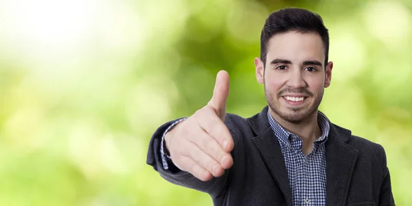 Hombre de negocios ondeando sonrisa —  Fotos de Stock