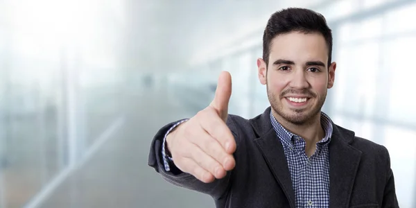 Empresário acenando sorriso — Fotografia de Stock