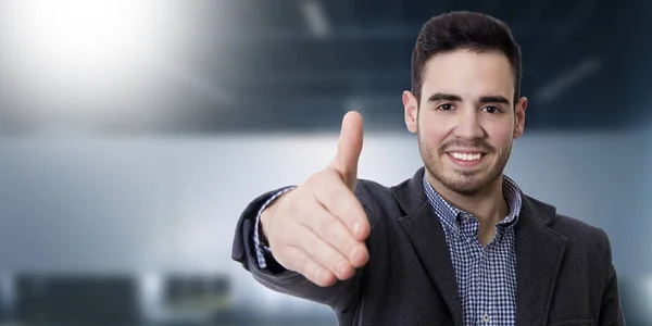 Empresário acenando sorriso — Fotografia de Stock