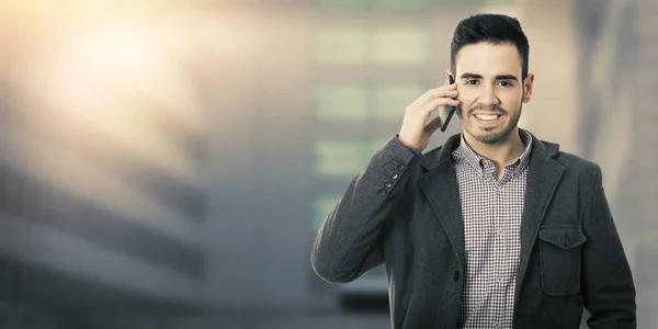 Hombre con teléfono móvil, negocio — Foto de Stock