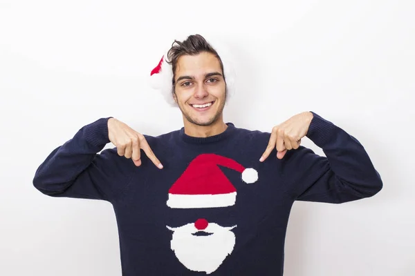 Muž s vánoční, samostatný — Stock fotografie