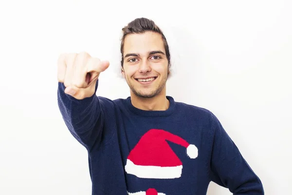 Muž s vánoční, samostatný — Stock fotografie