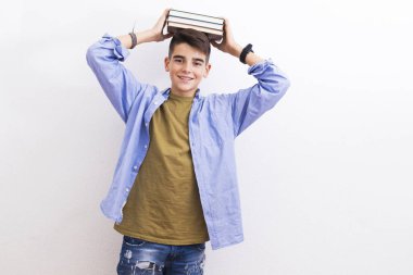 young teenager student with books clipart