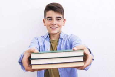 young teenager student with books clipart