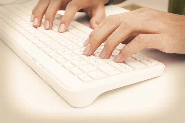 Hands Computer Keyboard — Stock Photo, Image