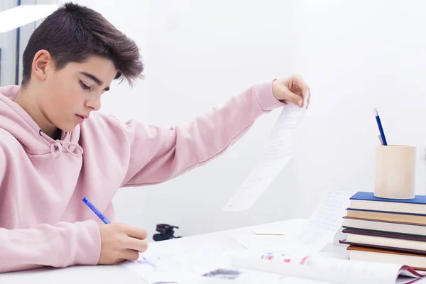 Adolescente Che Studia Scuola Casa — Foto Stock