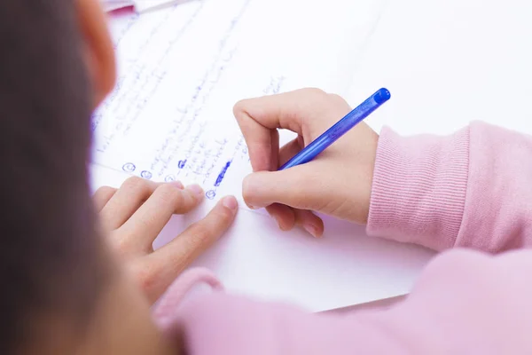 Closeup Hand Child Writing School — Stock Photo, Image