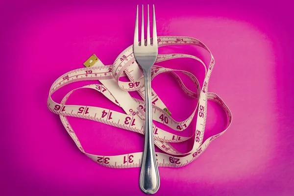 Täckt Med Måttband Diet Och Bantning Koncept — Stockfoto