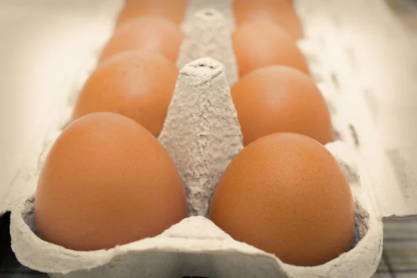Яйца Переднем Плане Коробке — стоковое фото