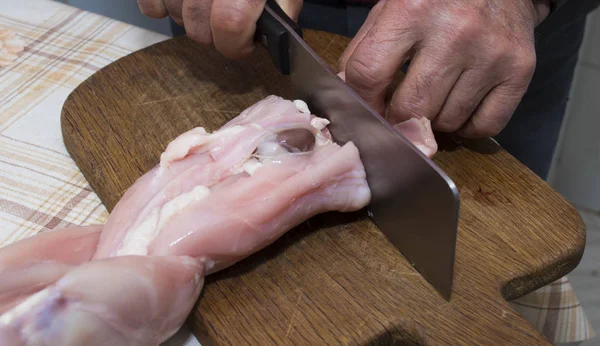 Cutting Rabbit Meat Cooking Butchering — Stock Photo, Image