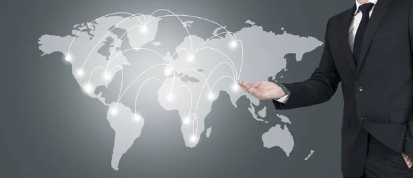 Hombre Negocios Mapa Internacional — Foto de Stock
